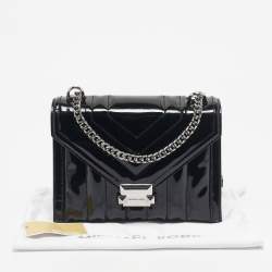 Pre Owned Michael Kors Black Quilted Patent Leather Large Whitney Shoulder Bag