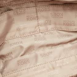 Pre Owned Michael Kors Beige Python Effect Leather Cut Out Handle Clutch