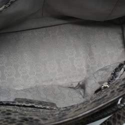 Pre Owned Michael Kors Grey Python Effect Leather Large Selma Tote