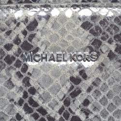 Pre Owned Michael Kors Grey Python Effect Leather Large Selma Tote