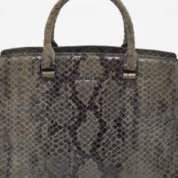 Pre Owned Michael Kors Grey Python Effect Leather Large Selma Tote