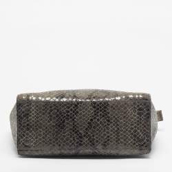Pre Owned Michael Kors Grey Python Effect Leather Large Selma Tote