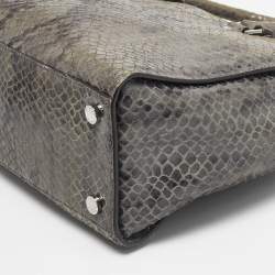 Pre Owned Michael Kors Grey Python Effect Leather Large Selma Tote
