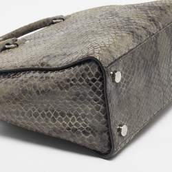 Pre Owned Michael Kors Grey Python Effect Leather Large Selma Tote