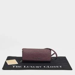 Pre Owned Michael Kors Plum Leather Studded Flap Wallet On Chain