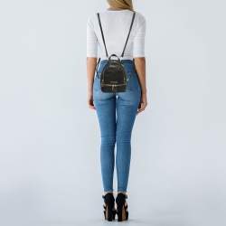 Pre Owned Michael Kors Black Leather Mini Rhea Backpack