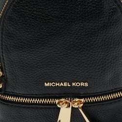 Pre Owned Michael Kors Black Leather Mini Rhea Backpack