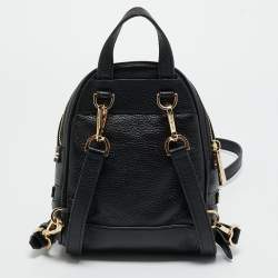Pre Owned Michael Kors Black Leather Mini Rhea Backpack