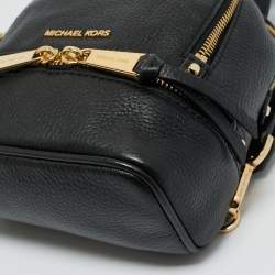 Pre Owned Michael Kors Black Leather Mini Rhea Backpack