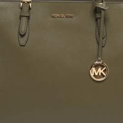 Pre Owned Michael Kors Olive Green Saffiano Leather Large Gilly Tote