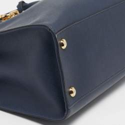 Pre Owned Michael Kors Navy Blue Leather East/West Hamilton Tote