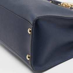 Pre Owned Michael Kors Navy Blue Leather East/West Hamilton Tote