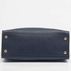 Pre Owned Michael Kors Navy Blue Leather East/West Hamilton Tote