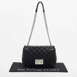 Pre Owned Micheal Kors Black Quilted Leather Large Sloan Shoulder Bag