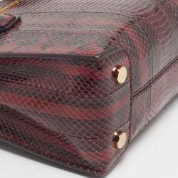 Pre Owned Michael Kors Red/Black Watersnake Leather Small Mercer Tote