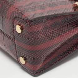 Pre Owned Michael Kors Red/Black Watersnake Leather Small Mercer Tote