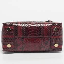 Pre Owned Michael Kors Red/Black Watersnake Leather Small Mercer Tote