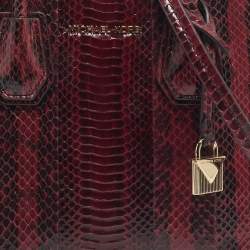 Pre Owned Michael Kors Red/Black Watersnake Leather Small Mercer Tote