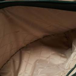 Pre Owned Michael Kors Green/Brown Signature Coated Canvas and Leather Voyager East West Tote