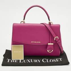 Pre Owned Michael Kors Pink Leather Medium Ava Top Handle Bag