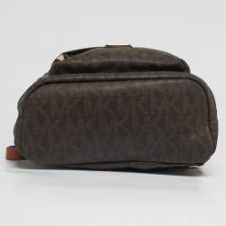 Pre Owned Michael Kors Brown Signature Coated Canvas Front Pocket Backpack