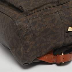 Pre Owned Michael Kors Brown Signature Coated Canvas Front Pocket Backpack