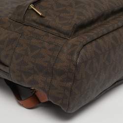 Pre Owned Michael Kors Brown Signature Coated Canvas Front Pocket Backpack