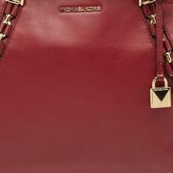 Pre Owned Michael Kors Burgundy Leather Sadie Top Zip Satchel