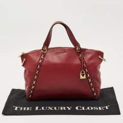 Pre Owned Michael Kors Burgundy Leather Sadie Top Zip Satchel
