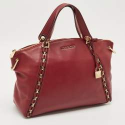 Pre Owned Michael Kors Burgundy Leather Sadie Top Zip Satchel