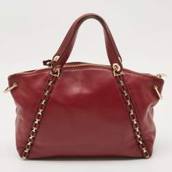 Pre Owned Michael Kors Burgundy Leather Sadie Top Zip Satchel