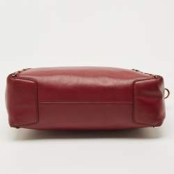 Pre Owned Michael Kors Burgundy Leather Sadie Top Zip Satchel