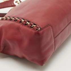 Pre Owned Michael Kors Burgundy Leather Sadie Top Zip Satchel