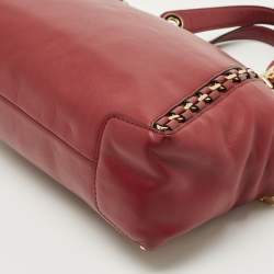 Pre Owned Michael Kors Burgundy Leather Sadie Top Zip Satchel