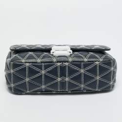 Pre Owned Michael Kors Navy Blue Quilted Leather Large Sloan Logo Studded Shoulder Bag