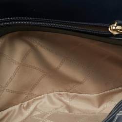 Pre Owned Michael Kors Navy Blue Quilted Leather Large Sloan Logo Studded Shoulder Bag