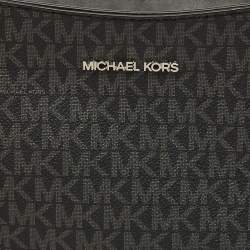 Pre Owned Michael Kors Black Signature Coated Canvas Jet Set Crossbody Bag