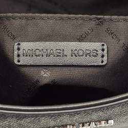 Pre Owned Michael Kors Black Signature Coated Canvas Jet Set Crossbody Bag