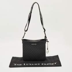 Pre Owned Michael Kors Black Signature Coated Canvas Jet Set Crossbody Bag