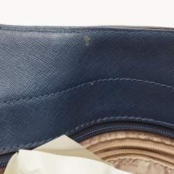 Pre Owned Michael Kors Navy Blue Leather Jet Set Travel Chain Tote