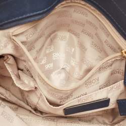 Pre Owned Michael Kors Navy Blue Leather Jet Set Travel Chain Tote