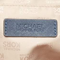 Pre Owned Michael Kors Navy Blue Leather Jet Set Travel Chain Tote