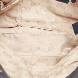 Pre Owned Michael Kors Navy Blue Leather Jet Set Travel Chain Tote