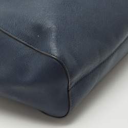 Pre Owned Michael Kors Navy Blue Leather Jet Set Travel Chain Tote