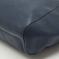 Pre Owned Michael Kors Navy Blue Leather Jet Set Travel Chain Tote