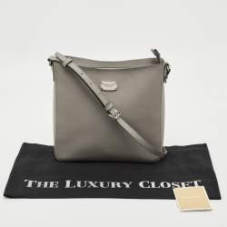 Pre Owned Michael Kors Grey Leather Large Jet Set Travel Messenger Bag