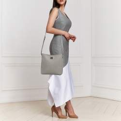 Pre Owned Michael Kors Grey Leather Large Jet Set Travel Messenger Bag