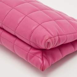 Pre Owned Michael Kors Pink Quilted Leather Wristlet Studded Clutch