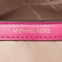 Pre Owned Michael Kors Pink Quilted Leather Wristlet Studded Clutch