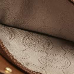 Pre Owned Michael Kors Brown Leather Phone Wristlet Compact Wallet